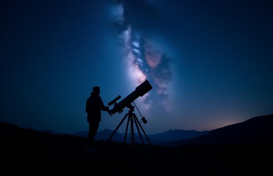 Stjernekikking med teleskop under Melkeveien i norsk natur